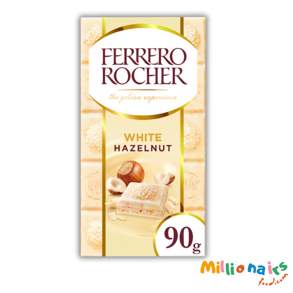 Ferrero Rocher White Hazelnut 90g (1) Ferrero Rocher White Hazelnut 90g – Creamy White Chocolate & Crunchy Hazelnut Indulgence