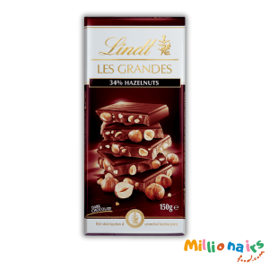 Lindt Les Grandes 34% Hazelnut Dark Chocolate 150g – Rich & Luxurious Crunchy Indulgence