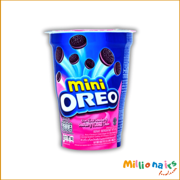 Mini Oreo Strawberry Sandwich Biscuits- 61gm (1) Mini Oreo Strawberry Sandwich Biscuits – 61g | Crispy & Creamy Strawberry Delight - Image 1