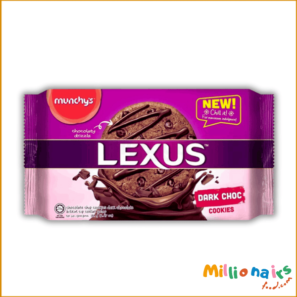 Munchy's LEXUS Chocolate Chip Cookies Dark Choc Cookies- 189gm Munchy’s Lexus Chocolate Chip Cookies Dark Choc – 189g | Crunchy & Chocolatey Treat - Image 1