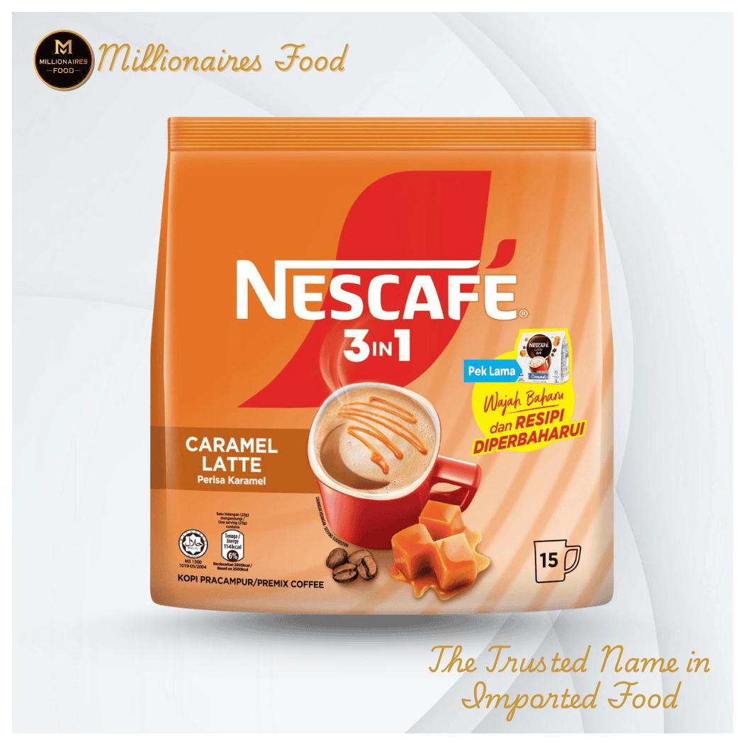 NESCAFE Premix Coffee 3-in-1 Caramel Latte (23g X 15 Sticks) NESCAFÉ 3-in-1 Caramel Latte – 23g x 15 Sticks - Image 1