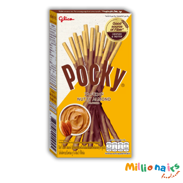 Pocky Nutty Almond Biscoito 39g (1) Glico Pocky Nutty Almond Biscoito 39g – Irresistible Crunchy Chocolate & Almond Snack