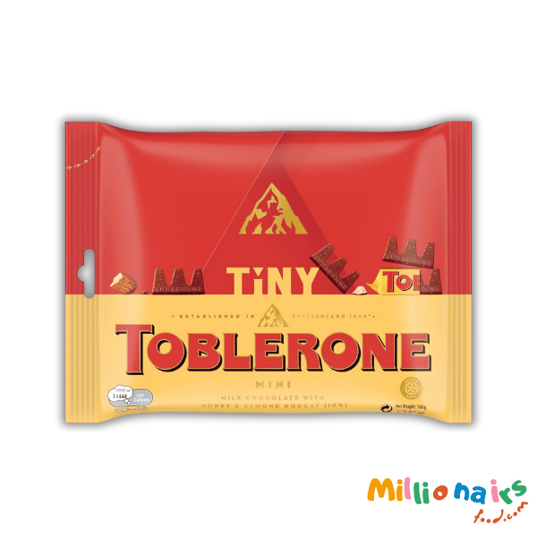 Toblerone Tiny Swiss Milk Chocolate with Honey and Almond Nougat Minis, 168 grams Sharing Pack Toblerone Tiny Swiss Milk Chocolate with Honey & Almond Nougat Minis – 168g Sharing Pack - Image 1