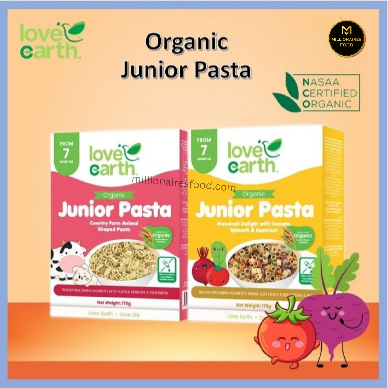 Organic junior pasta Love Earth organic junior pasta